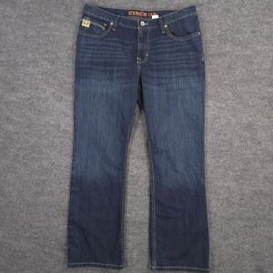 Cinch Ian Jeans Mens 34X30 Blue Bootcut Slim Whiskered Western Dark Wash Denim